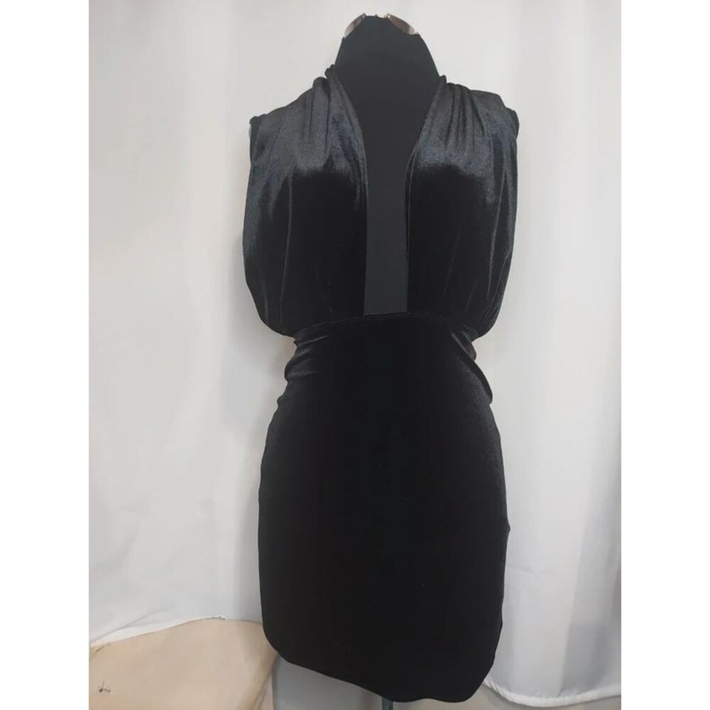 Asos Black Velvet Bodycon Versatile Convertible Infinity Mini Dress Sz 4